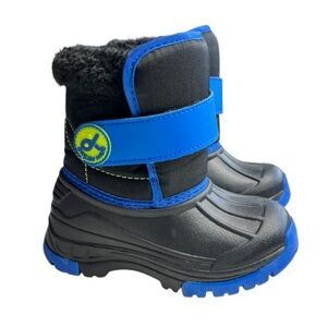 Little Boys Black & Blue Fur Lined Winter Boots Toddler Size EU 23